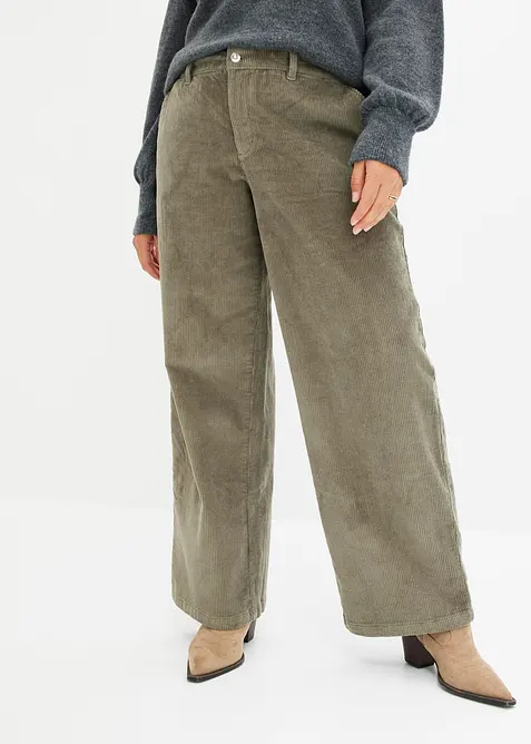 Pantalon large en velours c&ocirc;tel&eacute;, bonprix