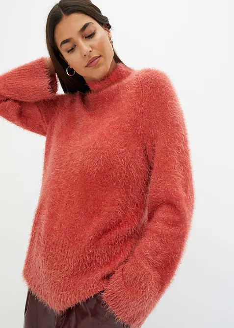 Pull boxy en fil plume &agrave; manches larges, bonprix