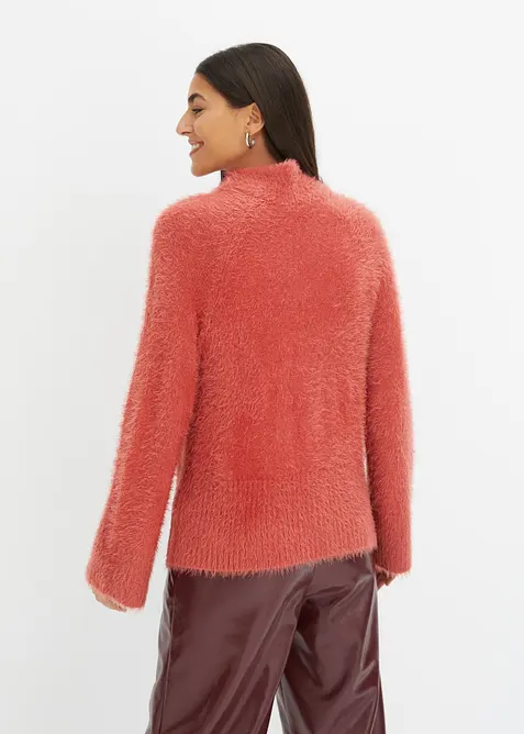 Pull boxy en fil plume &agrave; manches larges, bonprix