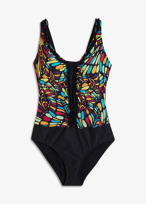 Maillot 1 pièce sculptant, maintien fort, avec volants, bonprix