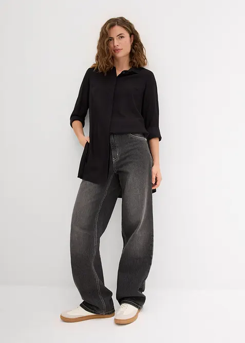Longbluse mit Schlitz aus fließender Viskose, bonprix