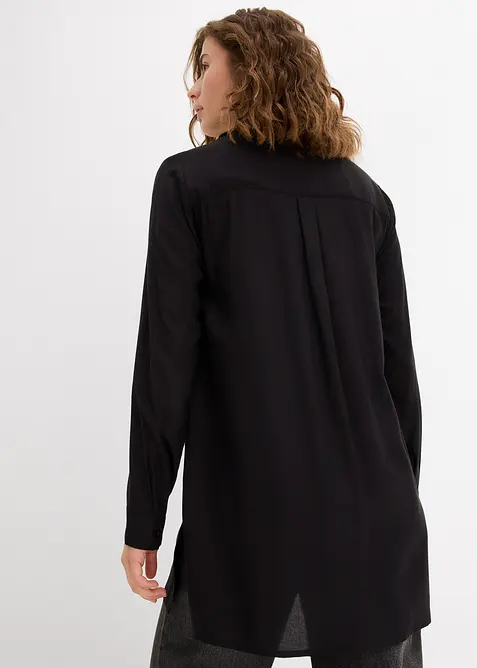 Longbluse mit Schlitz aus fließender Viskose, bonprix