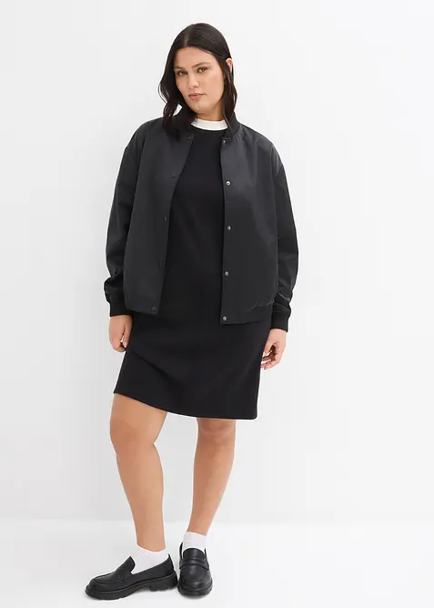 Robe courte en mati&egrave;re n&eacute;opr&egrave;ne &agrave; col montant contrastant, bonprix