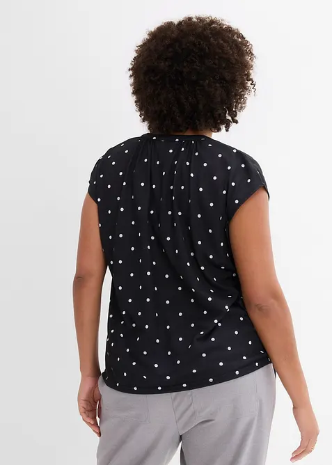 T-shirt à col tunisien en viscose mélangée, bonprix