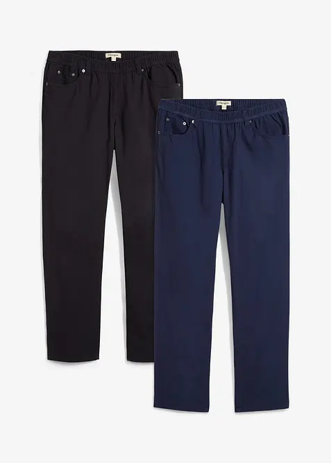 Regular Fit Schlupfhose mit Komfortbund, Straight (2er Pack), bonprix