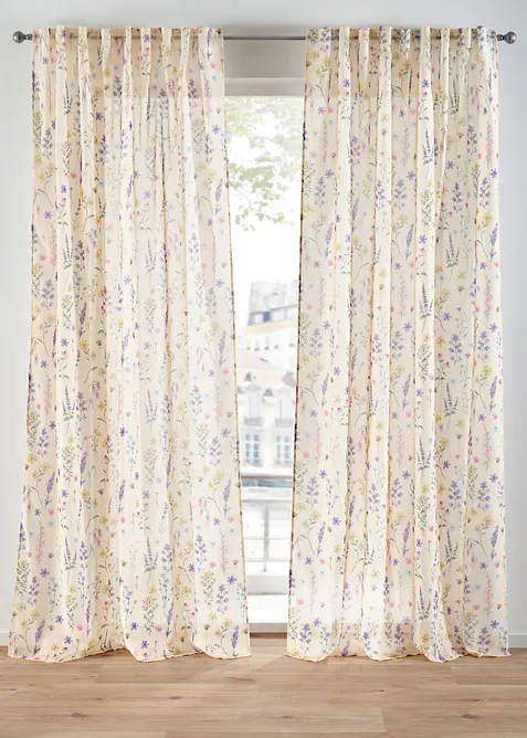 Lot de 2 voilages &agrave; l'imprim&eacute; floral, bonprix