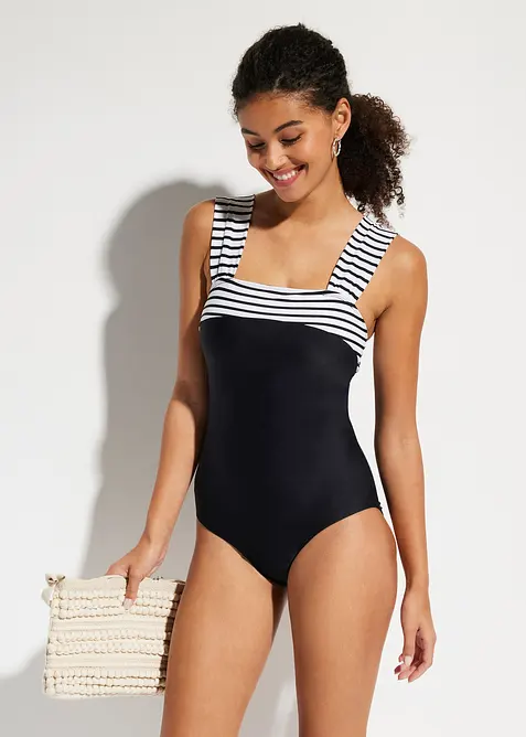 Maillot 1 pièce sculptant à bretelles larges, maintien modéré, bonprix