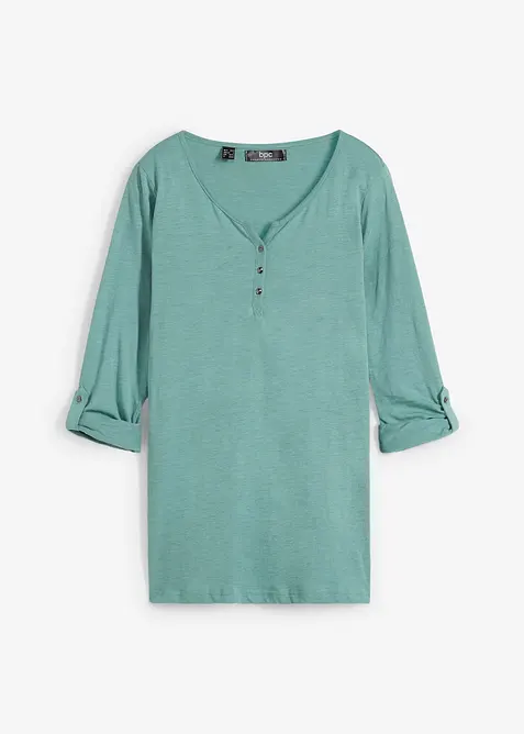 T-shirt manches longues à col boutonné, 100% coton, bonprix