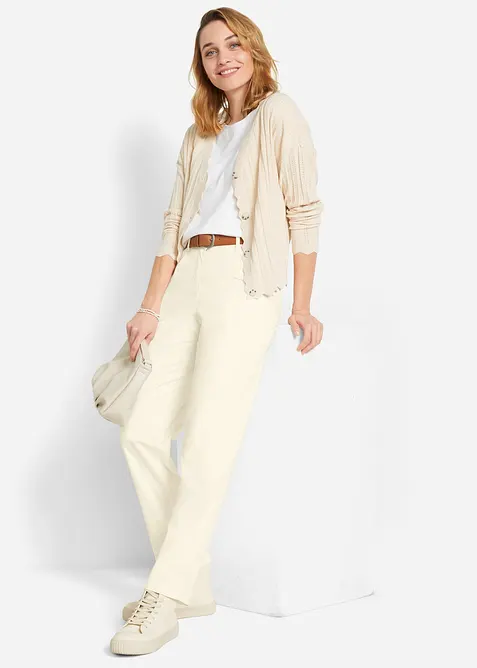 Kurze Ajour-Strickjacke, bonprix