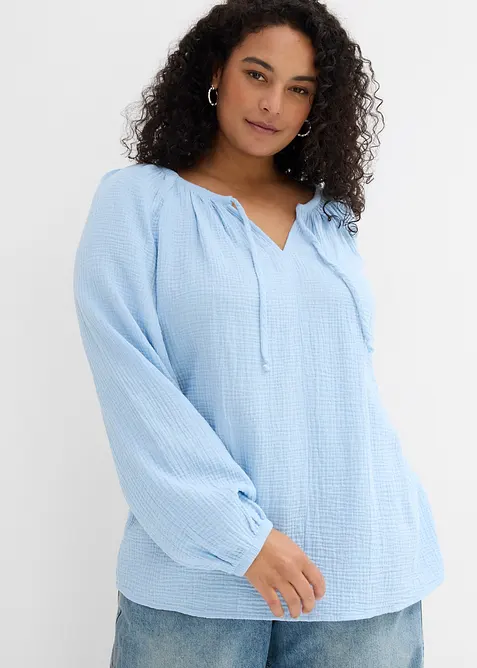 Blouse ample en gaze de coton, bonprix