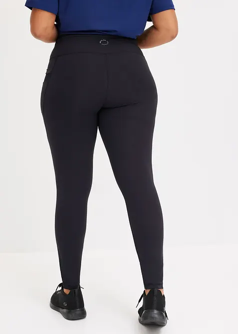 Komfort-Sport-Leggings mit transparentem Mesh und Handytasche, bonprix