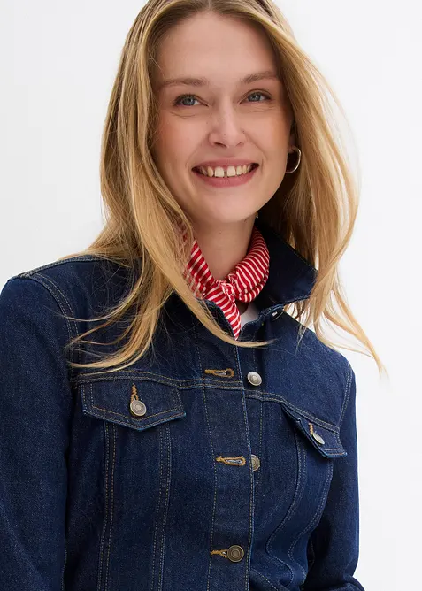 Jeansjacke, tailliert, mit Baumwolle, bonprix