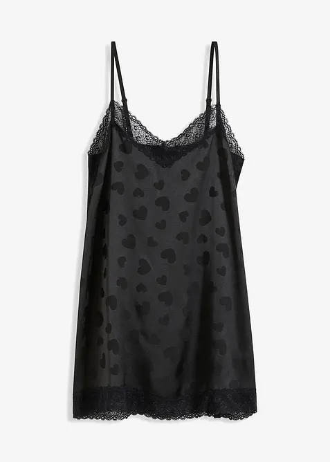 Satin Neglig&eacute; mit Herzchendesign, bonprix