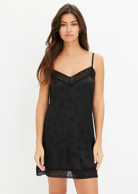 Satin Neglig&eacute; mit Herzchendesign, bonprix