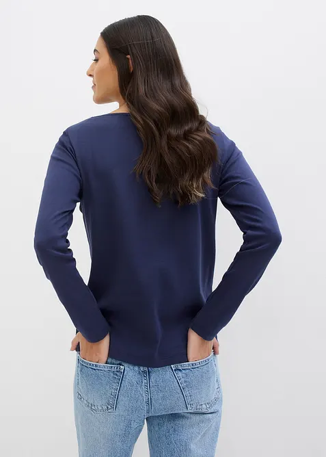 T-shirt manches longues &agrave; col rond, bonprix