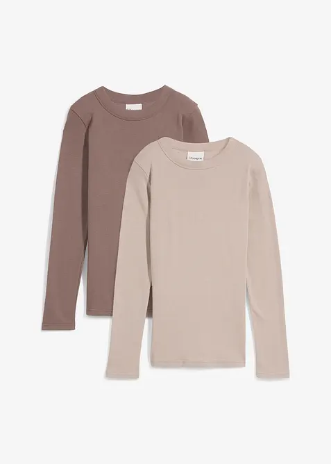 Rippshirt mit reiner Bio-Baumwolle, (2er Pack), bonprix