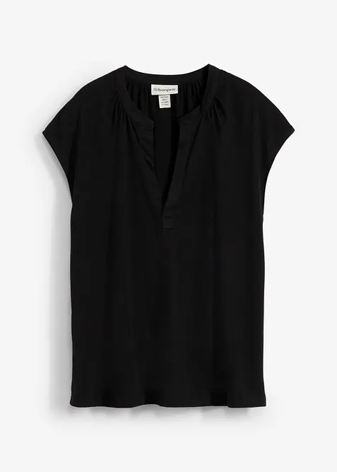 Kurzarmshirt mit Henley-Ausschnitt aus Viskosemix, bonprix