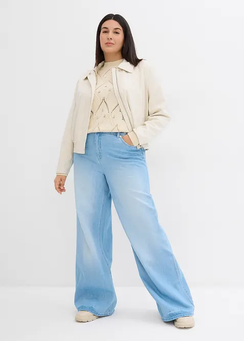 Jean large, taille haute et &eacute;lastiqu&eacute;e, bonprix
