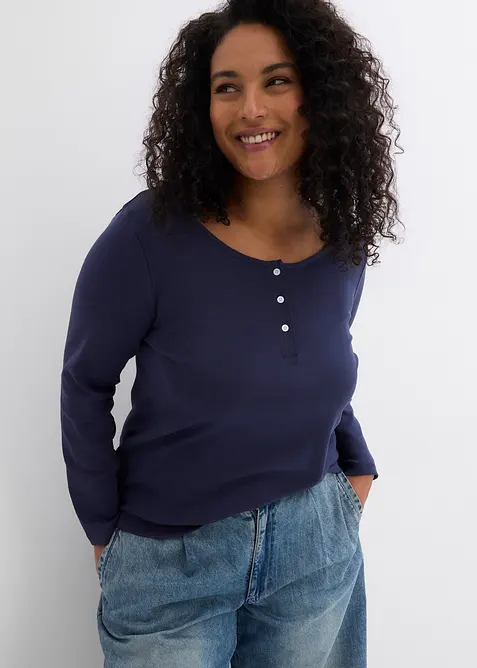 T-shirt manches longues &agrave; col rond, bonprix