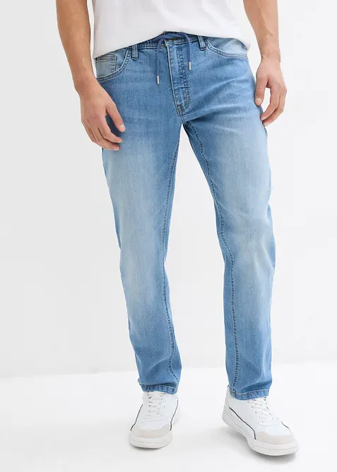 Lot de 2 jeans droits extensibles regular à taille élastiquée, bonprix