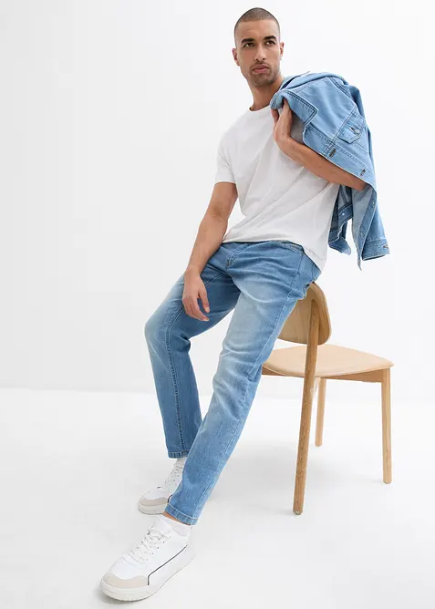Lot de 2 jeans droits extensibles regular à taille élastiquée, bonprix