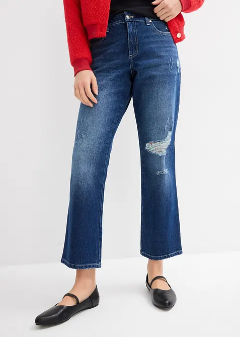 Straight-Jeans Mid Waist Bequembund Low Stretch, cropped, bonprix