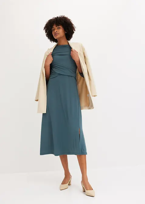 drapiertes Midikleid mit 3/4 &Auml;rmel, bonprix