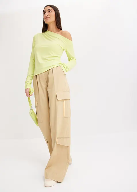 T-shirt &eacute;paule d&eacute;couverte avec fronces, bonprix