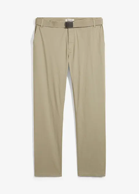 Pantalon chino regular avec ceinture, taille &eacute;lastiqu&eacute;e, droit, bonprix