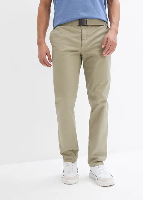 Pantalon chino regular avec ceinture, taille &eacute;lastiqu&eacute;e, droit, bonprix