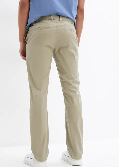 Pantalon chino regular avec ceinture, taille &eacute;lastiqu&eacute;e, droit, bonprix