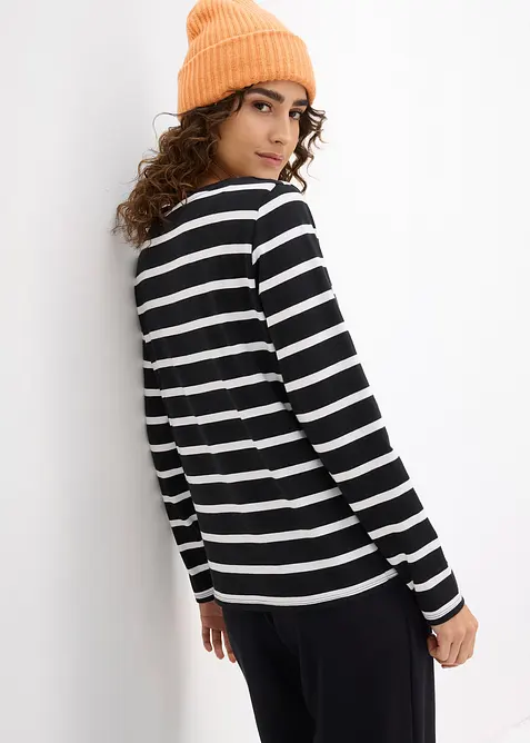 T-shirt col Henley, 100% coton, bonprix