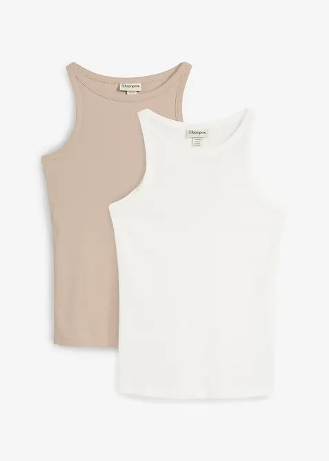 Ripp-Top aus reiner Bio-Baumwolle, (2er-Pack), bonprix