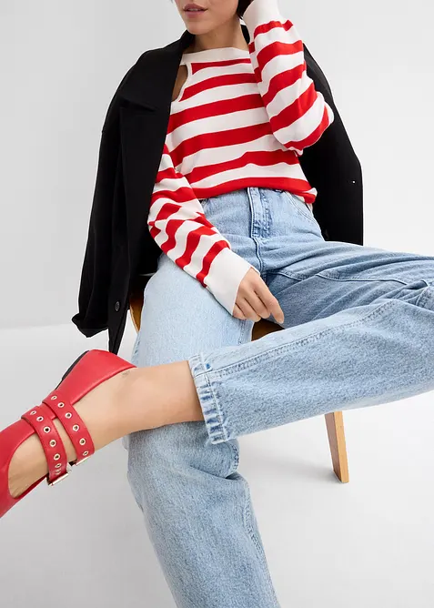 Mom Jeans High Waist, Low Stretch cropped, bonprix