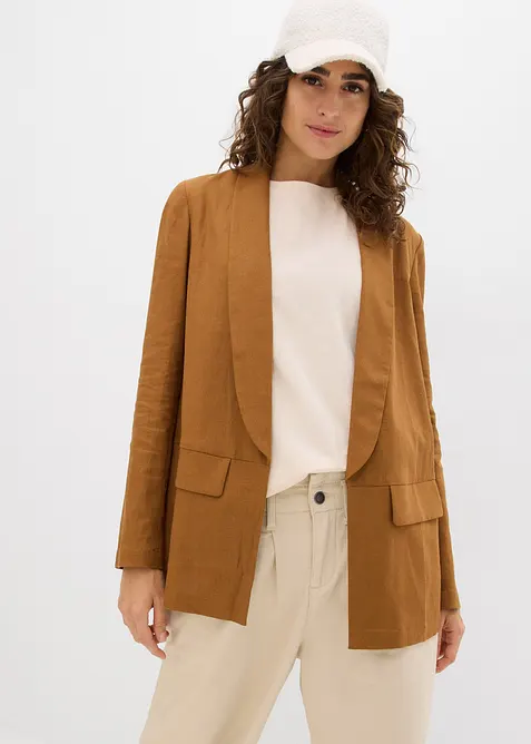 Blazer ample en m&eacute;lange lin-viscose, bonprix