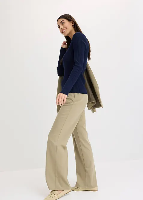 Ripp-Strickpullover aus Viskose-Mix, bonprix