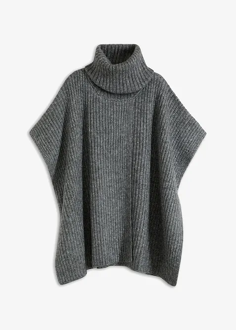 Poncho-Pullover mit Wollanteil, bonprix