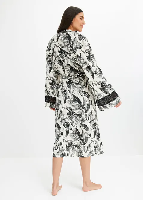 Peignoir kimono doux en viscose mélangée, bonprix