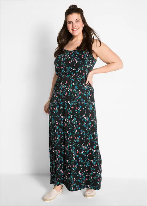 tailliertes Maxi-Kleid mit Druck, bonprix