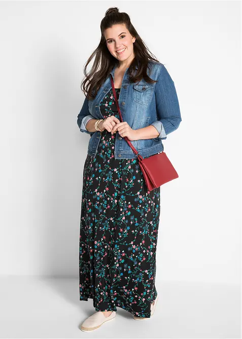 tailliertes Maxi-Kleid mit Druck, bonprix