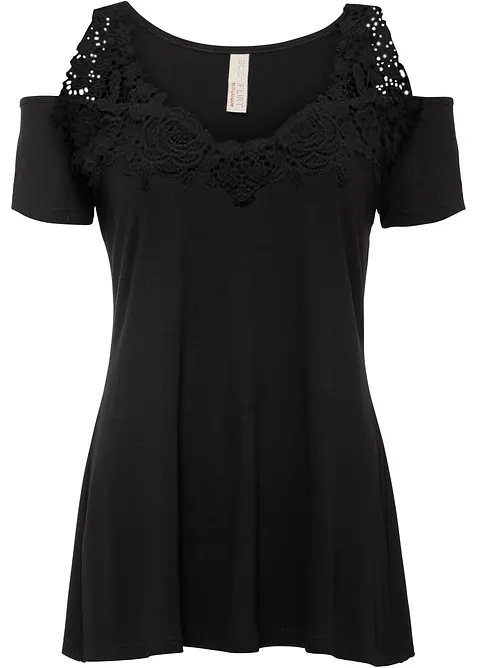 Cold-Shoulder-Shirt mit Spitze, bonprix