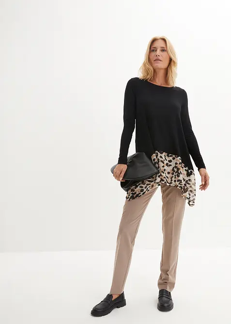 Shirtbluse aus Viskose-Mix mit Chiffoneinsatz, bonprix