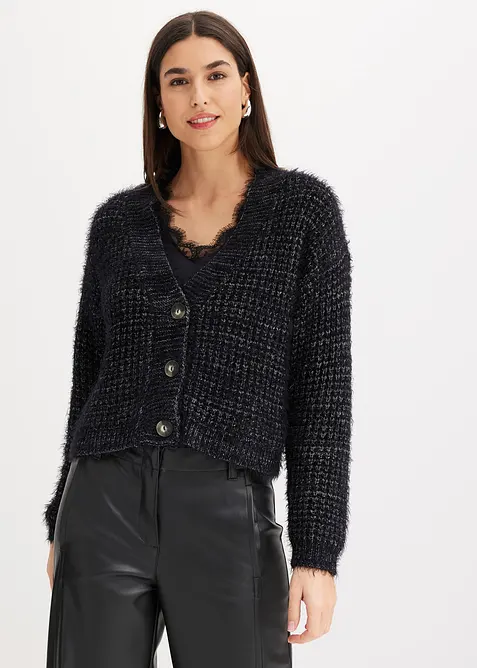 Oversize-Strickjacke mit Bändchengarn, bonprix