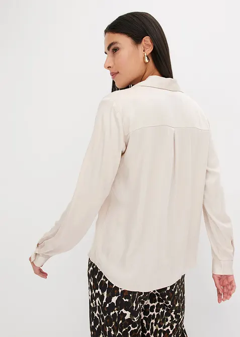 Chemisier en satin &agrave; col revers, bonprix