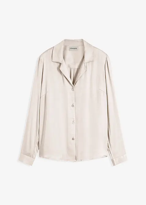 Chemisier en satin &agrave; col revers, bonprix