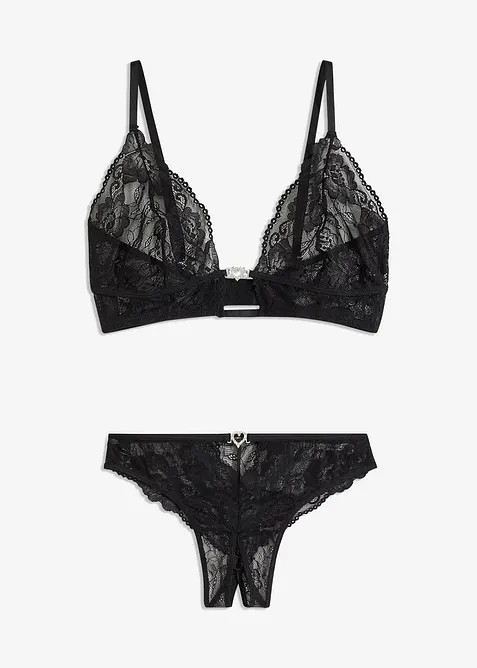 Ensemble soutien-gorge brassi&egrave;re et string ouvert, bonprix