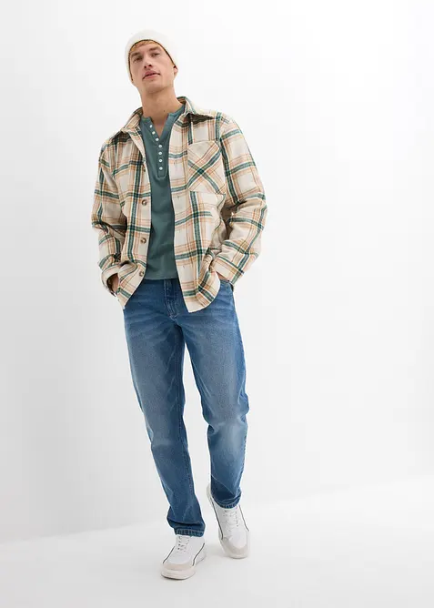 Langarm-Henleyshirt aus reiner Bio-Baumwolle, Slim Fit, bonprix