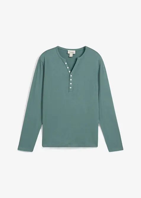 Langarm-Henleyshirt aus reiner Bio-Baumwolle, Slim Fit, bonprix
