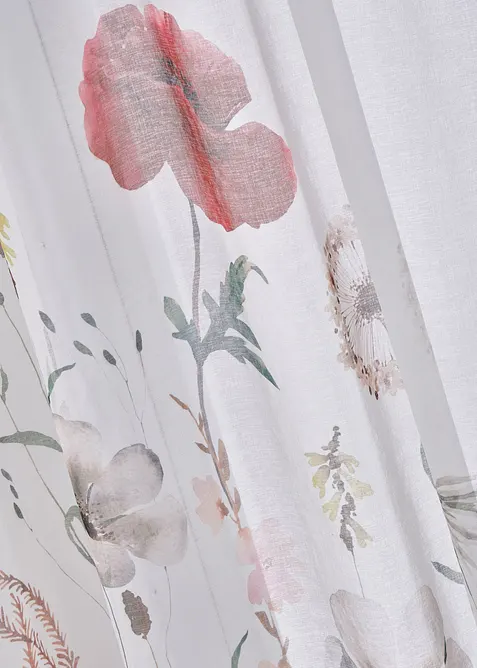 Voilage (1 pce.) &agrave; imprim&eacute; fleurs contenant du polyester recycl&eacute;, bonprix