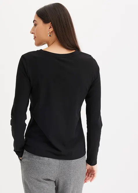 T-shirt manches longues en coton extensible, bonprix